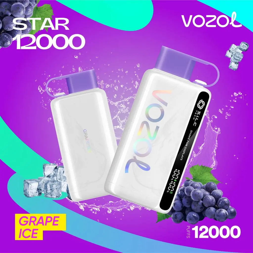 Vozol Star 12000 Grape Ice disposable vape with 12000 puffs