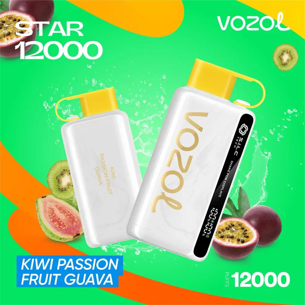Vozol Star 12000 Kiwi Passion Fruit Guava disposable vape with 12000 puffs