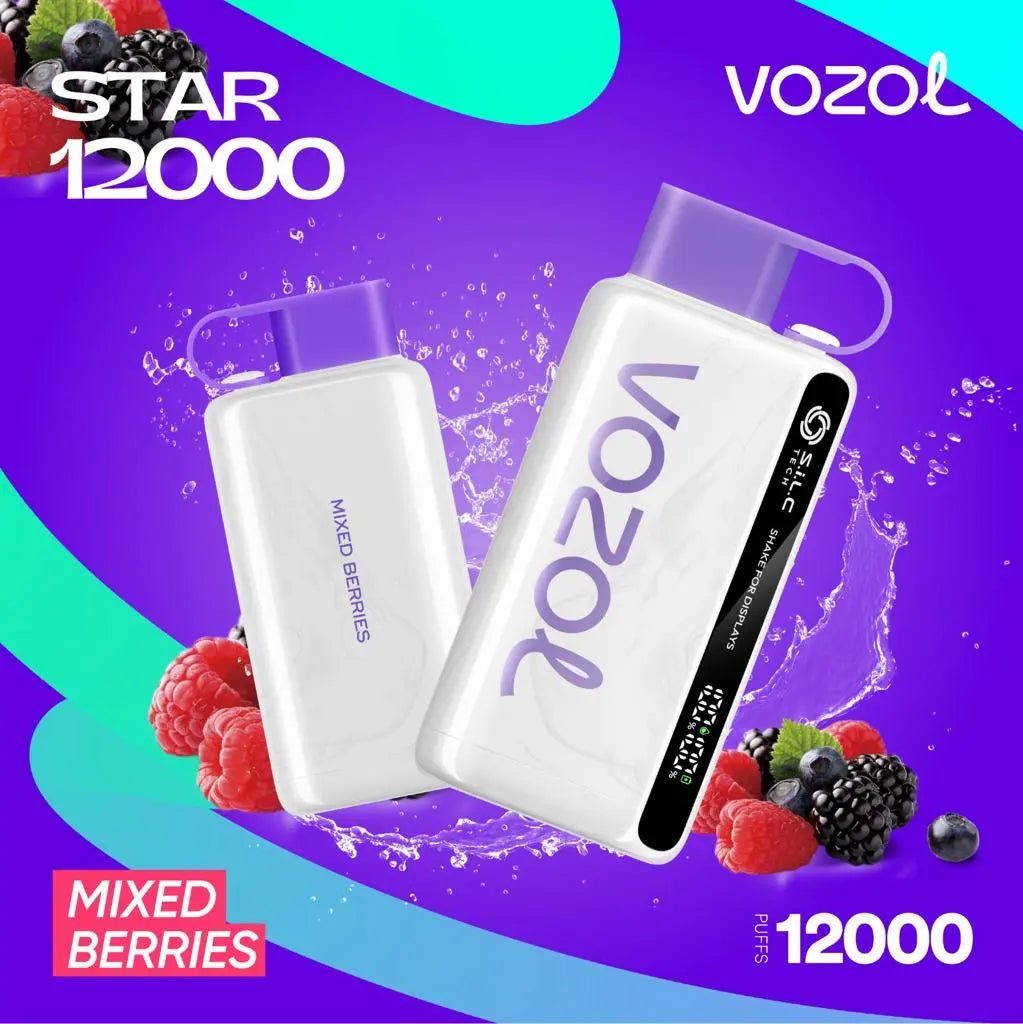 Vozol Star 12000 Mixed Berries disposable vape with 12000 puffs