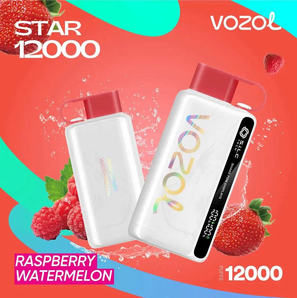 Vozol Star 12000 Raspberry Watermelon disposable vape with 12000 puffs