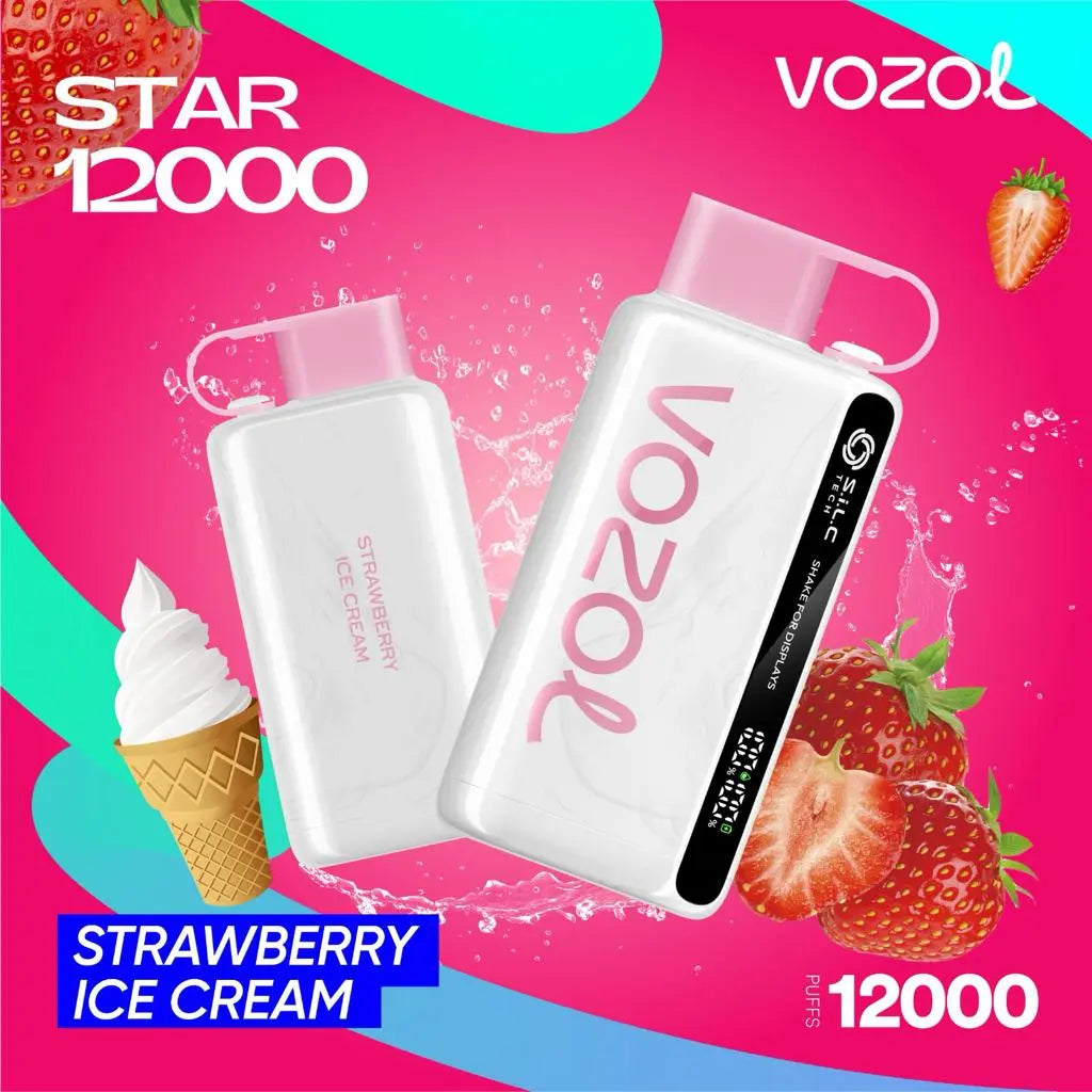 Vozol Star 12000 Strawberry Ice Cream disposable vape with 12000 puffs