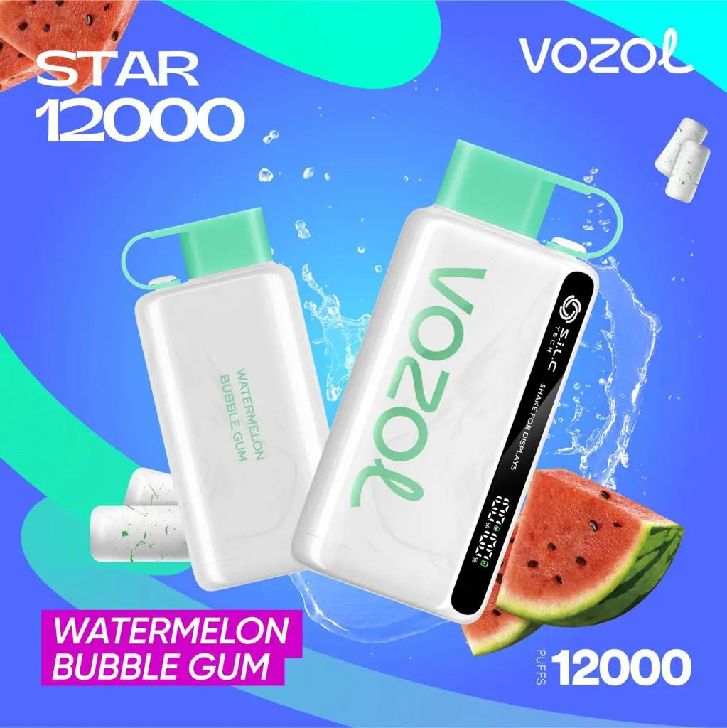 Vozol Star 12000 Watermelon Bubble Gum disposable vape with 12000 puffs
