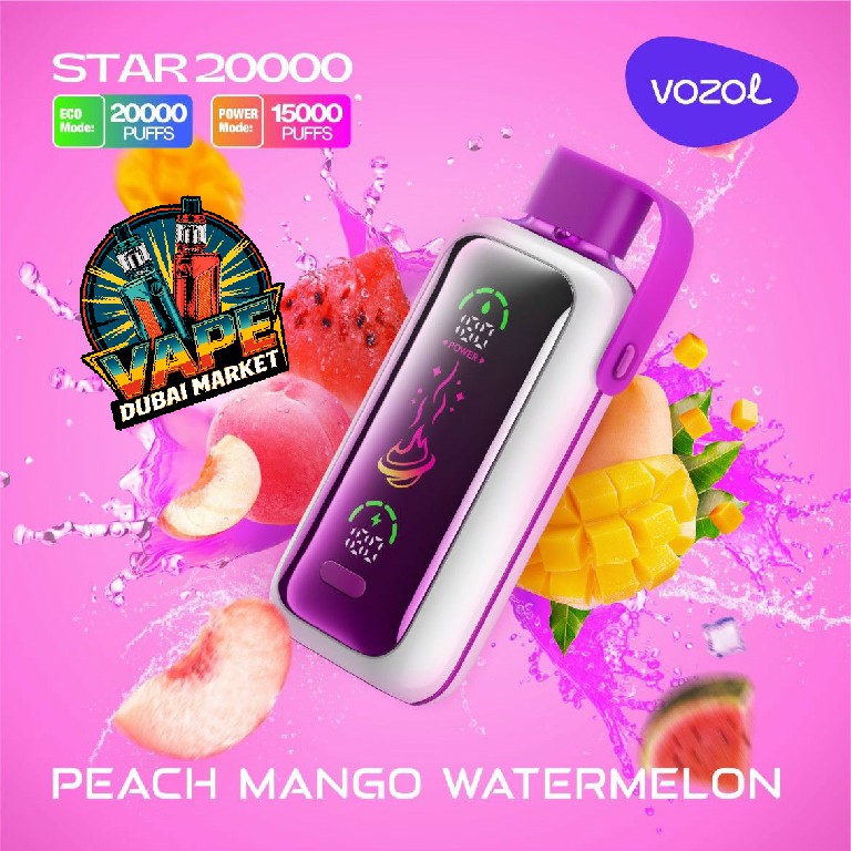 Vozol Star 20000 Puffs Peach Mango Watermelon vape with juicy fruit blend
