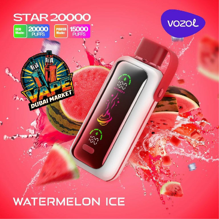 Vozol Star 20000 Puffs Watermelon Ice vape with cool watermelon flavor and ice