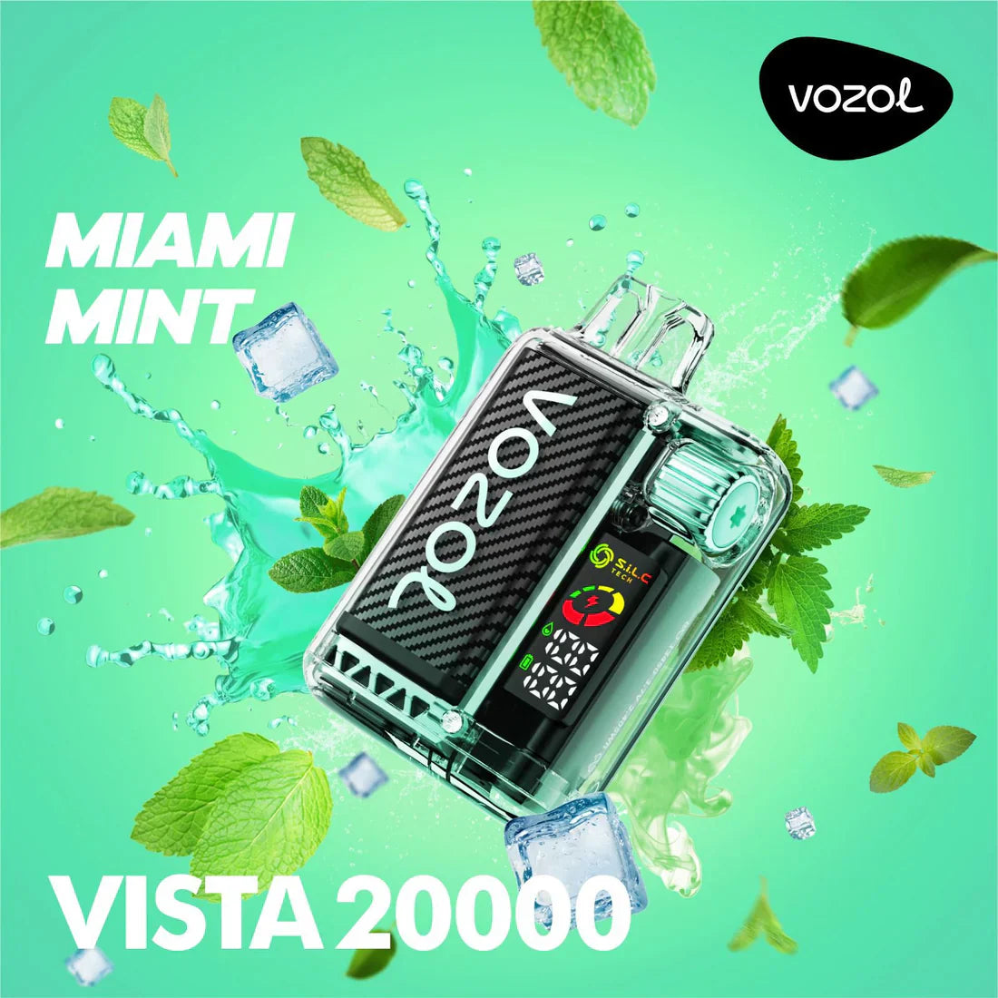 Vozol Vista 20000 puffs disposable vape, Miami Mint flavor, device only.