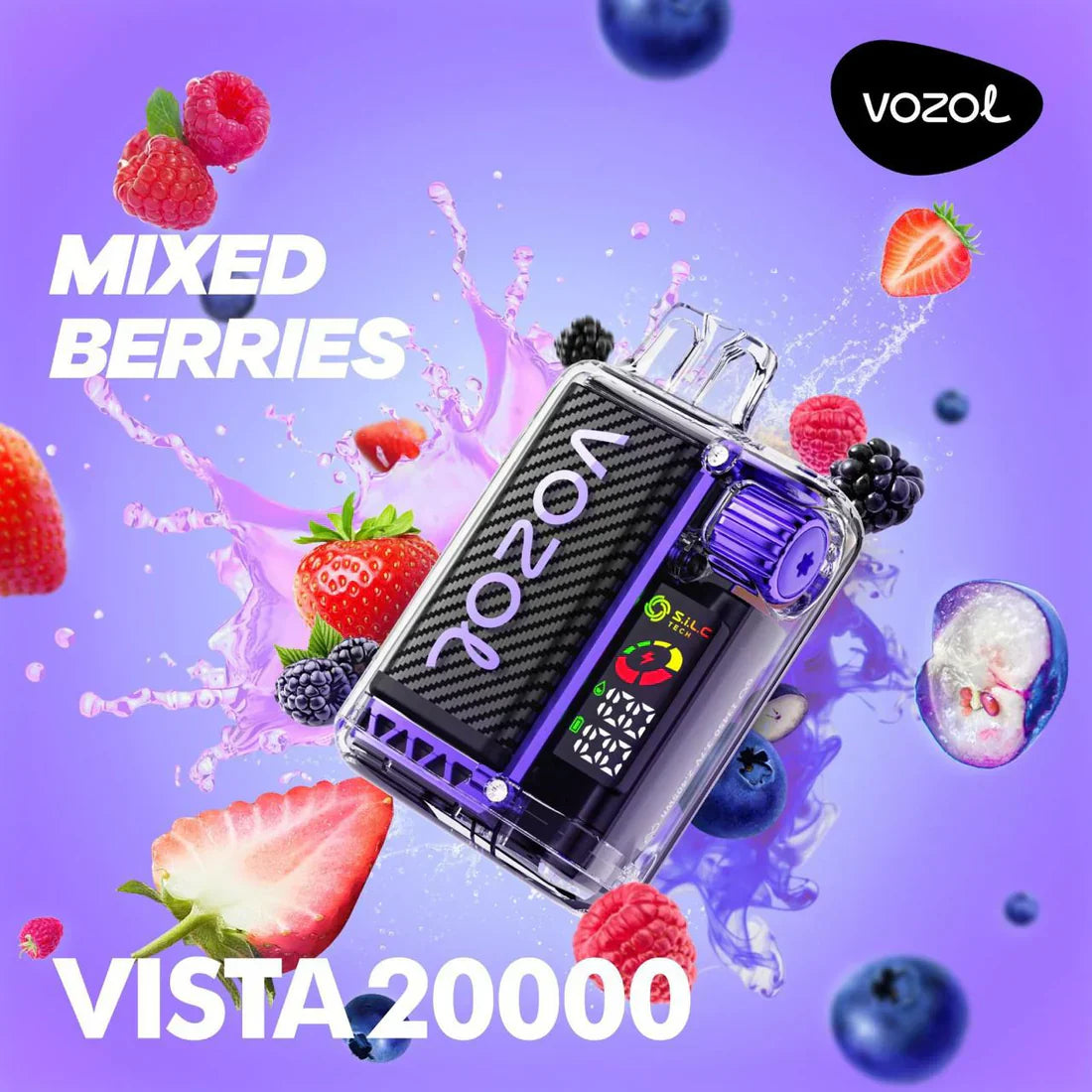 Vozol Vista 20000 puffs disposable vape, Mixed Berries flavor, device only.