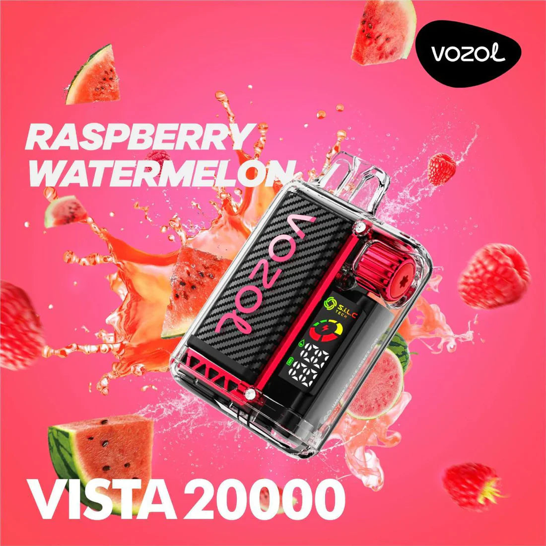 Vozol Vista 20000 puffs disposable vape, Raspberry Watermelon flavor, device only.