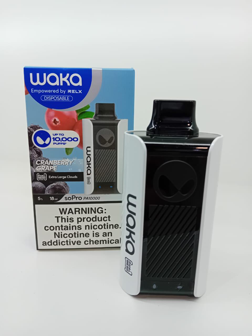 WAKA Cranberry Grape disposable vape 10000 puffs with box and device