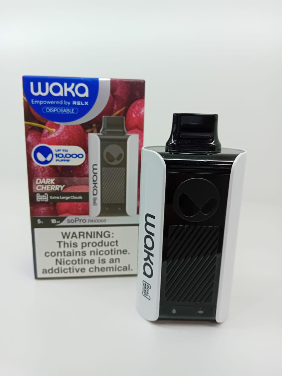 WAKA Dark Cherry disposable vape 10000 puffs with box and device