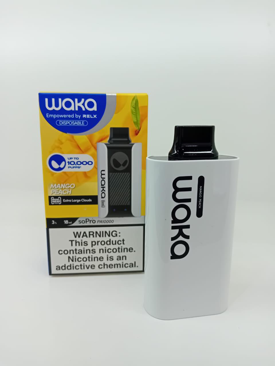 WAKA Mango Peach disposable vape 10000 puffs with box and device
