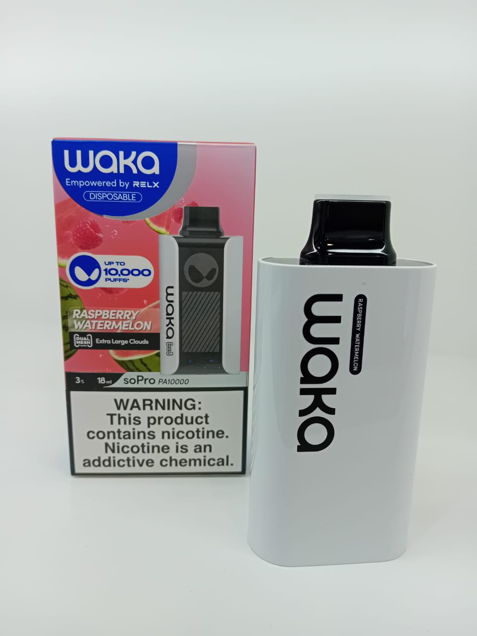 WAKA Raspberry Watermelon disposable vape 10000 puffs with box and device