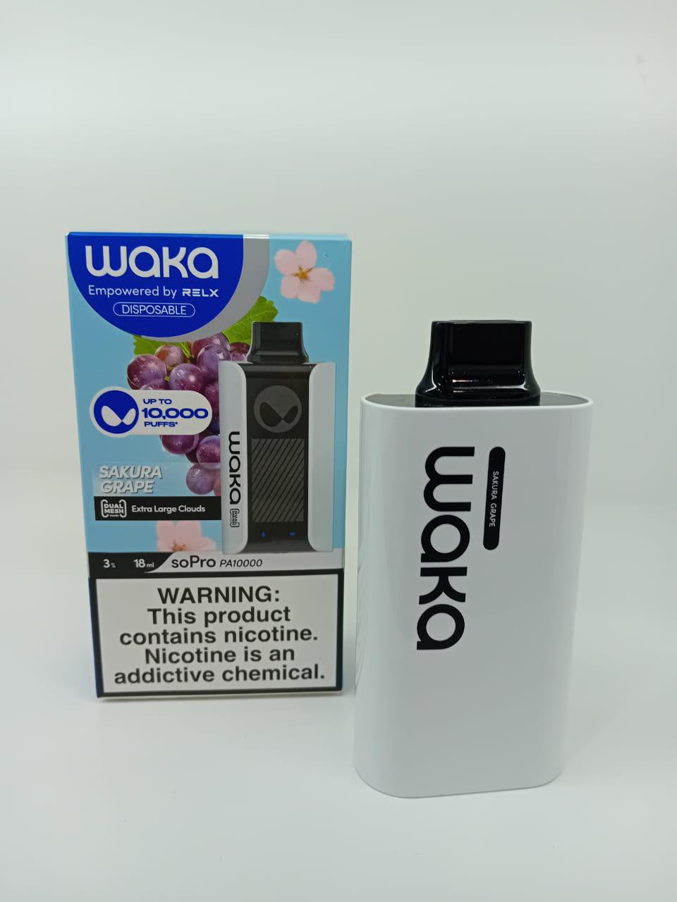 WAKA Sakura Grape disposable vape 10000 puffs with box and device