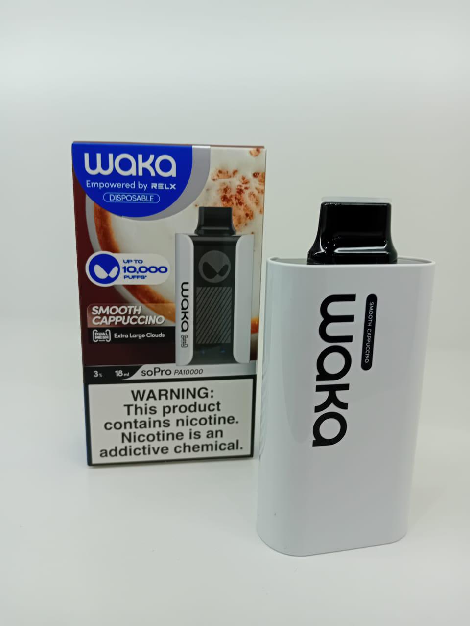 WAKA Smooth Cappuccino disposable vape 10000 puffs with box and device