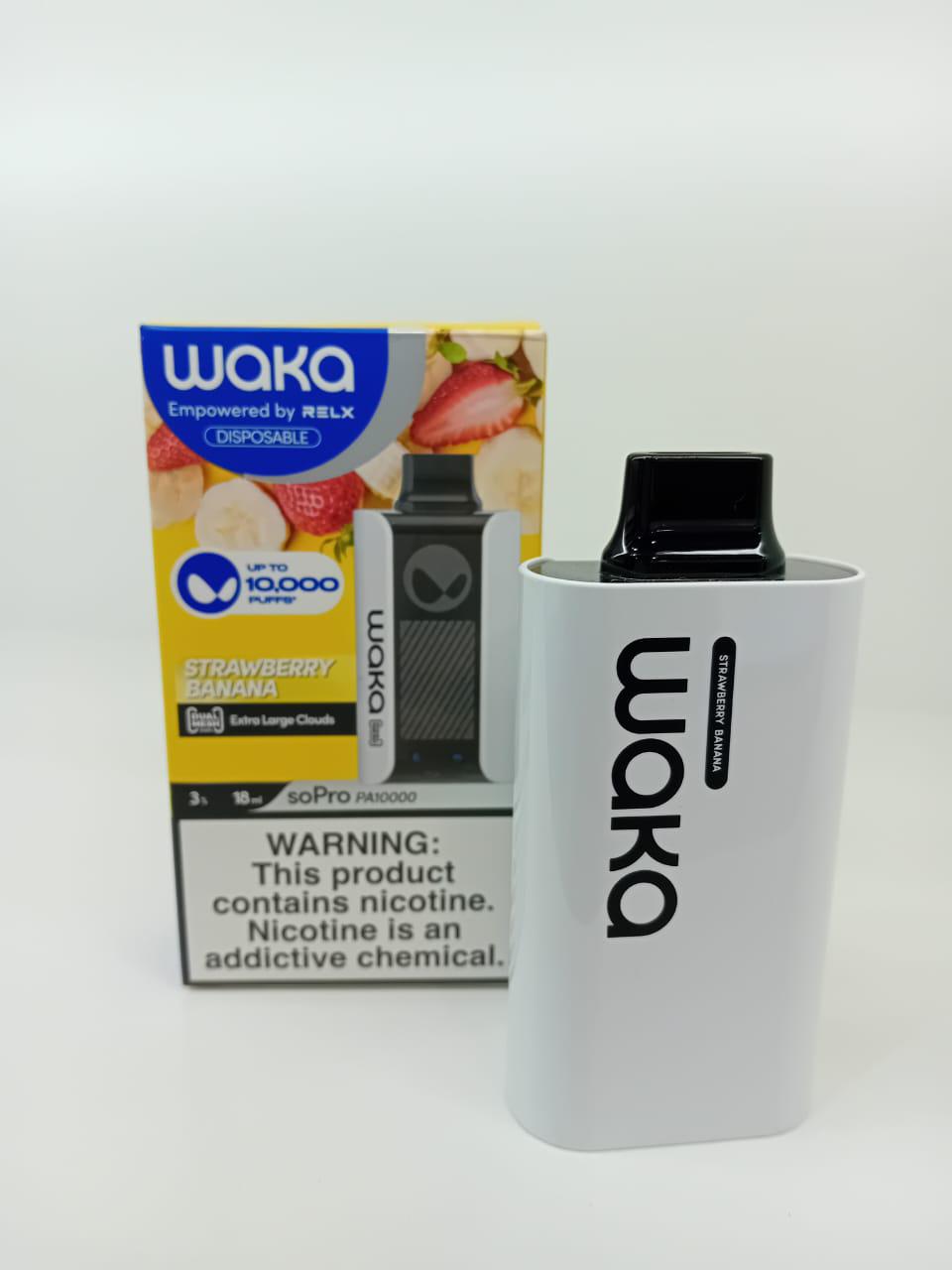 WAKA Strawberry Banana disposable vape 10000 puffs with box and device