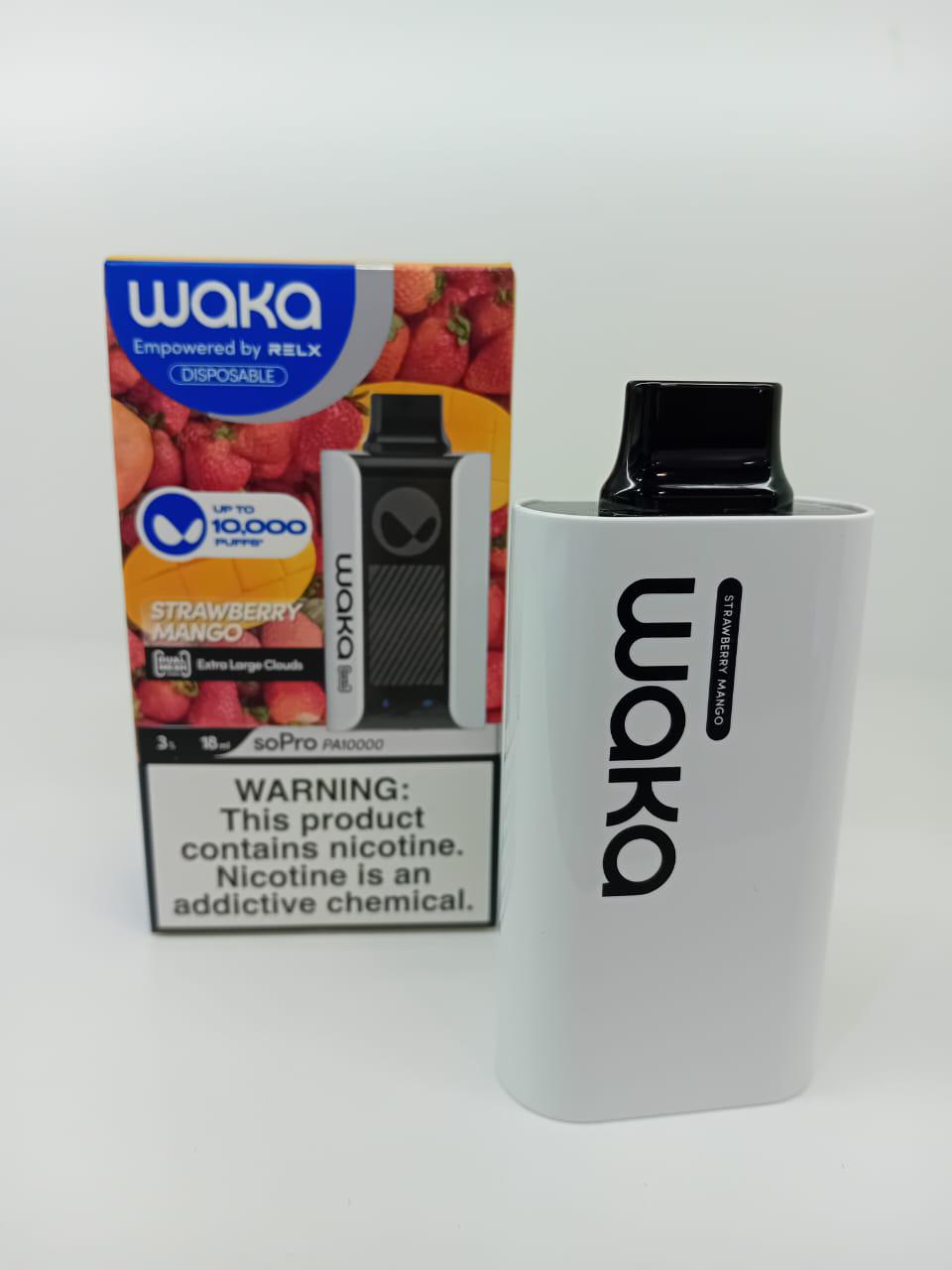 WAKA Strawberry Mango disposable vape 10000 puffs with box and device