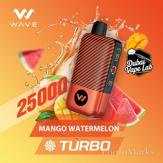 WAVE 25,000 puffs disposable vape with Mango Watermelon flavor.
