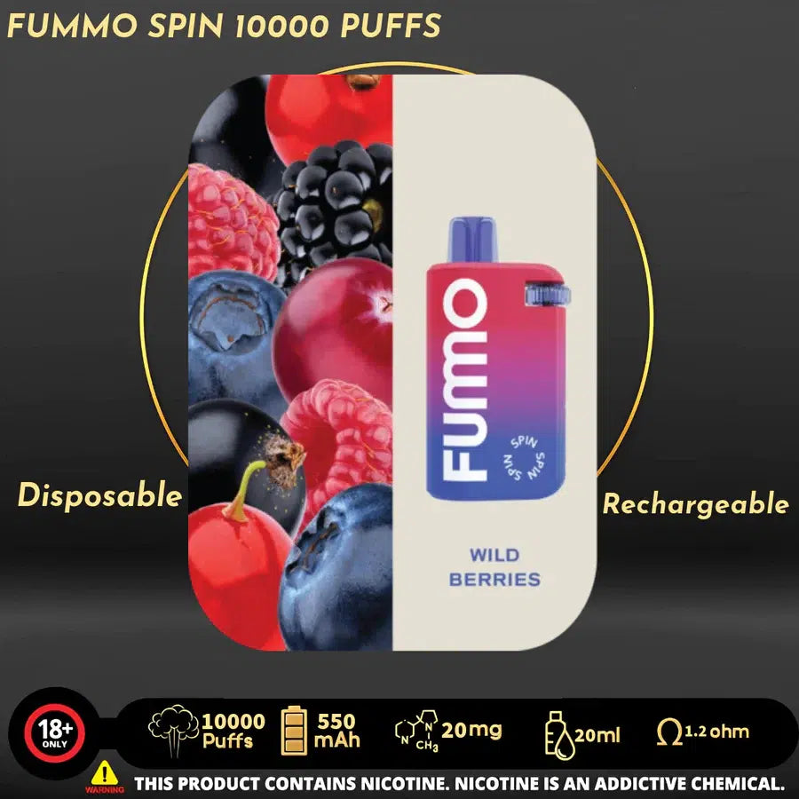 Wild Berries FUMMO Spin 10000 puffs disposable rechargeable vape