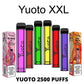 Yuoto XXL 2500 puffs disposable vape assorted flavors and packaging