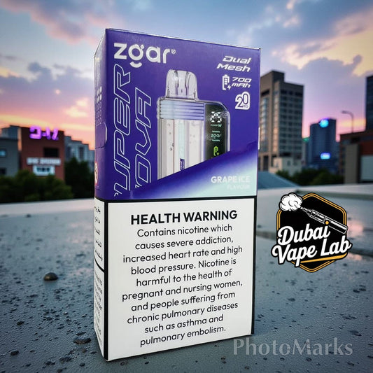 Zgar Super Nova disposable vape with Grape Ice flavor.
