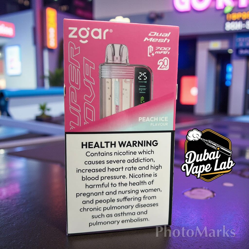 Zgar Super Nova disposable vape with Peach Ice flavor.
