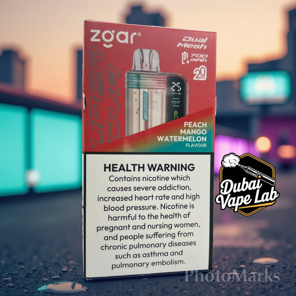 Zgar Super Nova disposable vape with Peach Mango Watermelon flavor.
