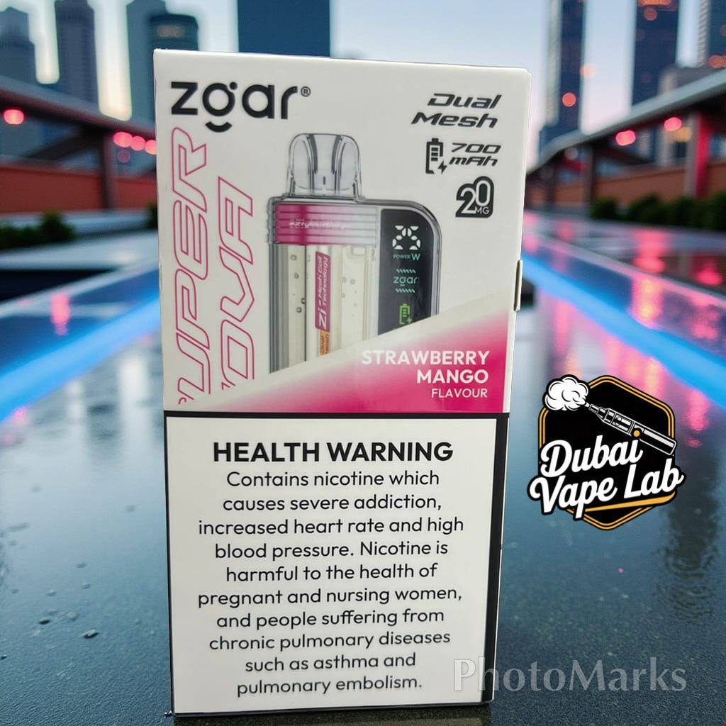 Zgar Super Nova disposable vape with Strawberry Mango flavor.
