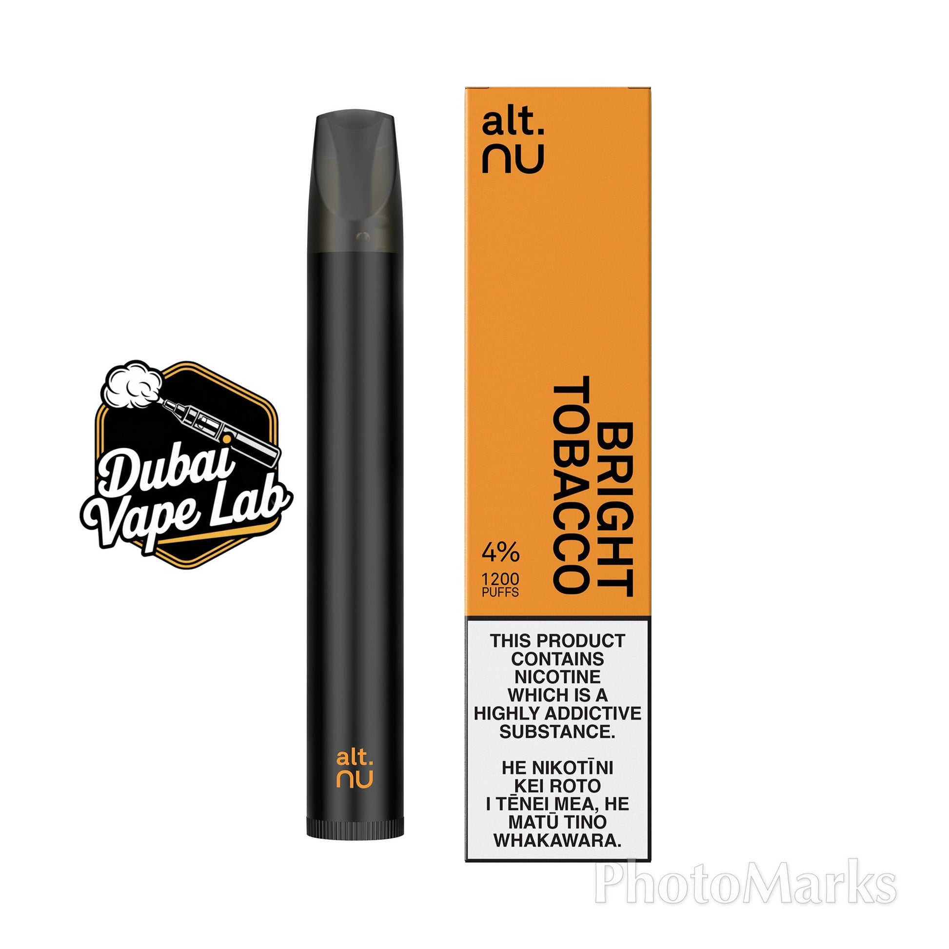 alt. nu 1200 puffs disposable vape with Bright Tobacco flavor.
