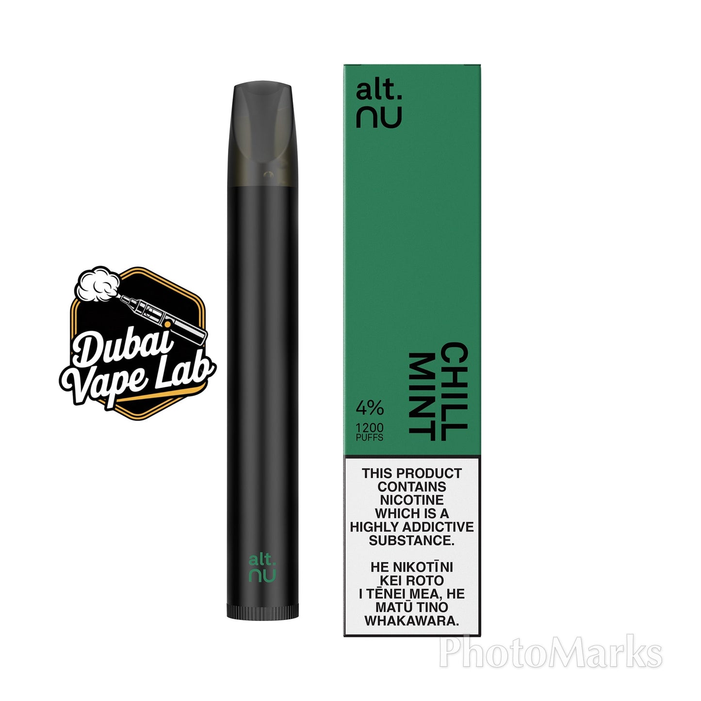 alt. nu 1200 puffs disposable vape with Chill Mint flavor.
