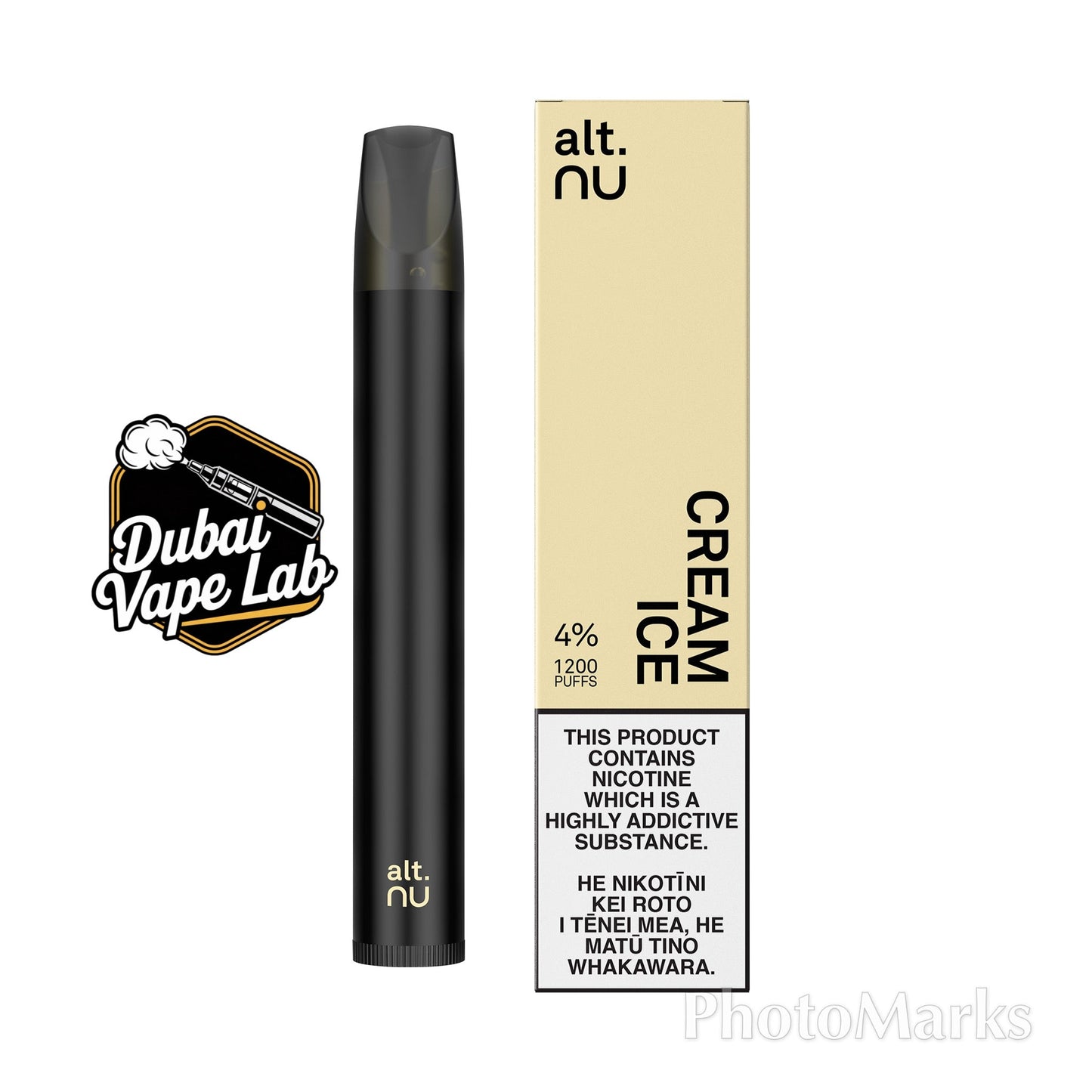 alt. nu 1200 puffs disposable vape with Cream Ice flavor.
