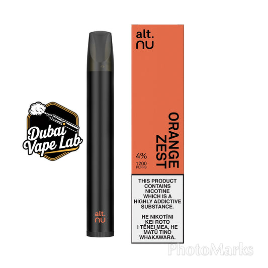 alt. nu 1200 puffs disposable vape with Orange Zest flavor.
